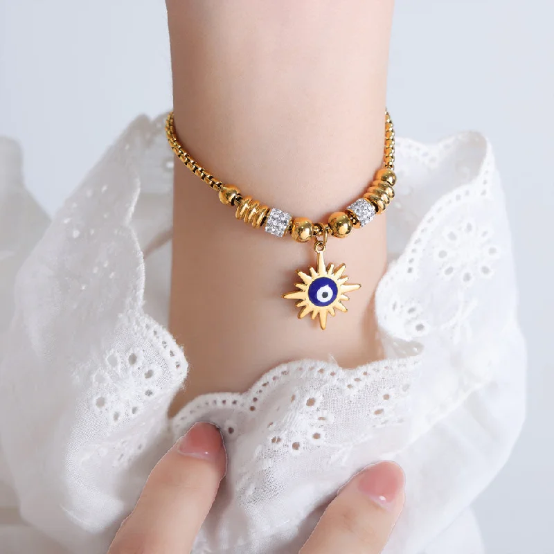 E454-Blue Drop Oil Gold Bracelet