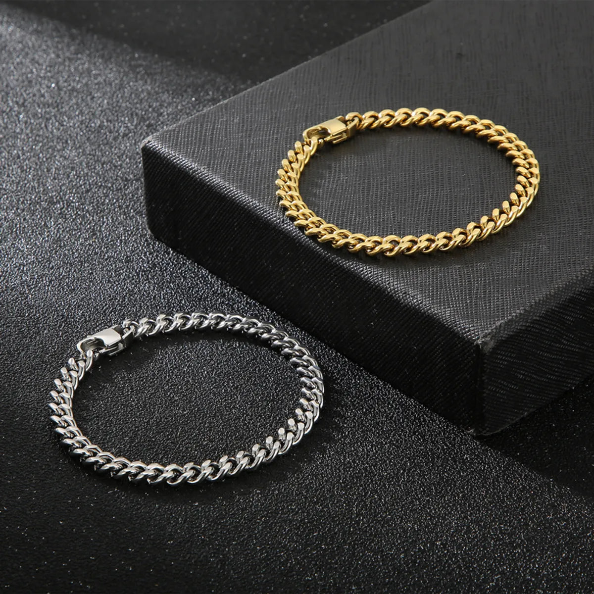 women’s gemstone bangles-1 Piece Retro Solid Color Titanium Steel Plating 18k Gold Plated Men'S Bracelets