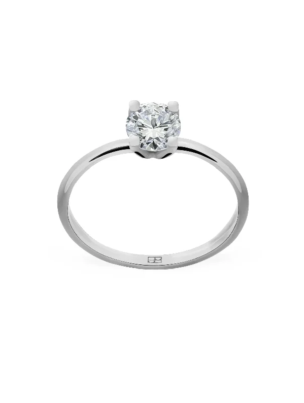 women’s custom rings-Promise N°3 18K White Gold Ring w. Diamond