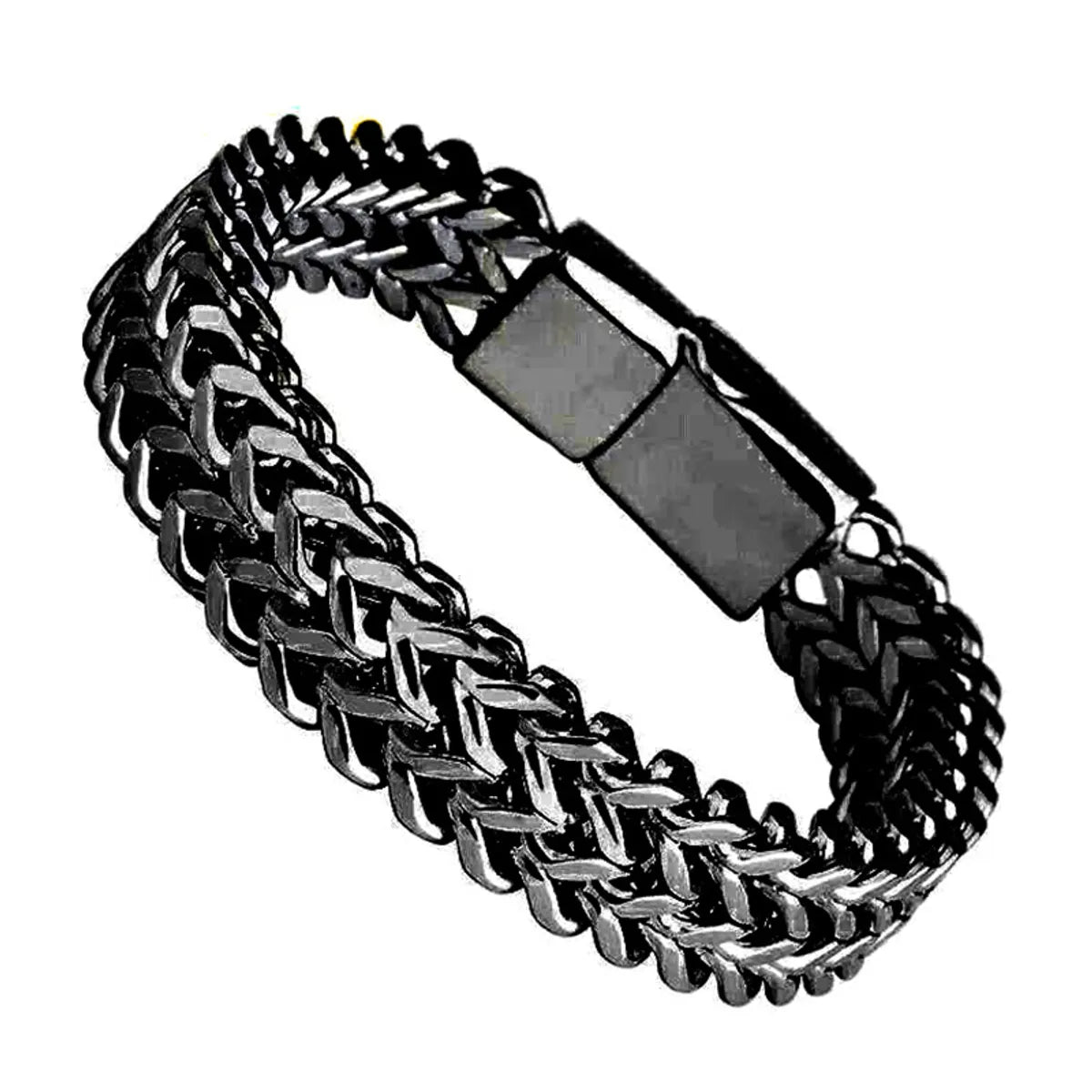 4*8mm-Black-(Stainless Steel Bracelet Alloy Button)-21cm