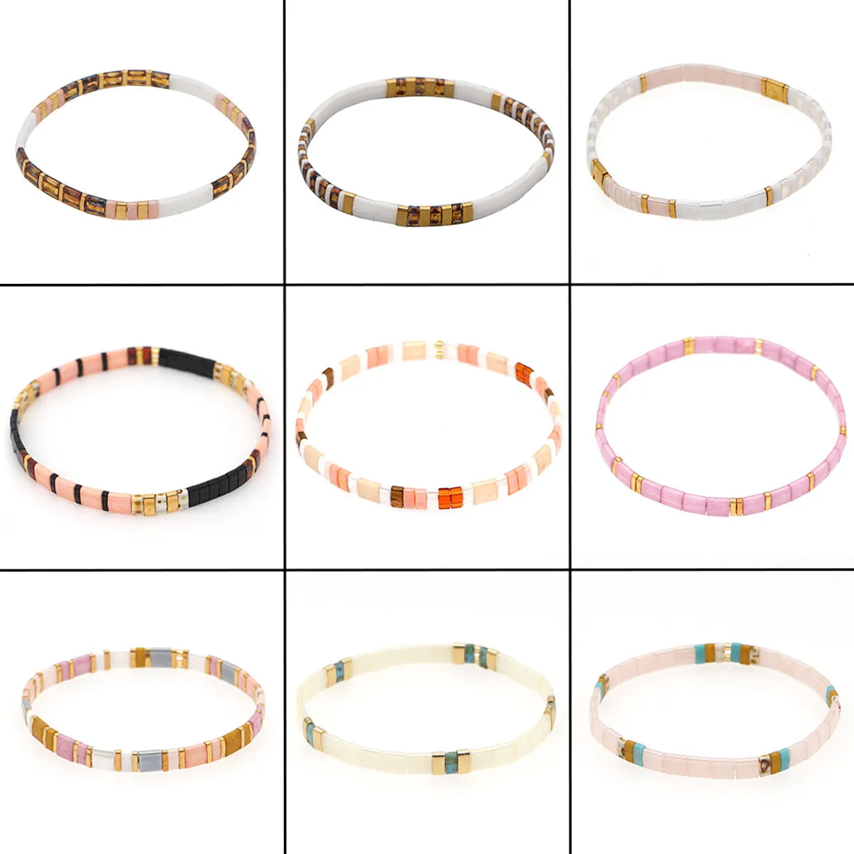 women’s luxury bangles-Fashion Multi-layered Tila Beads Woven Bracelet Wholesale