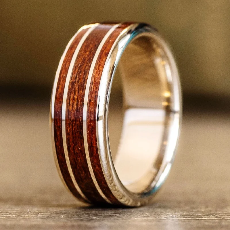 women’s antique engagement rings-The Providence | Men's Gold Wedding Ring with African Mahogany Wood