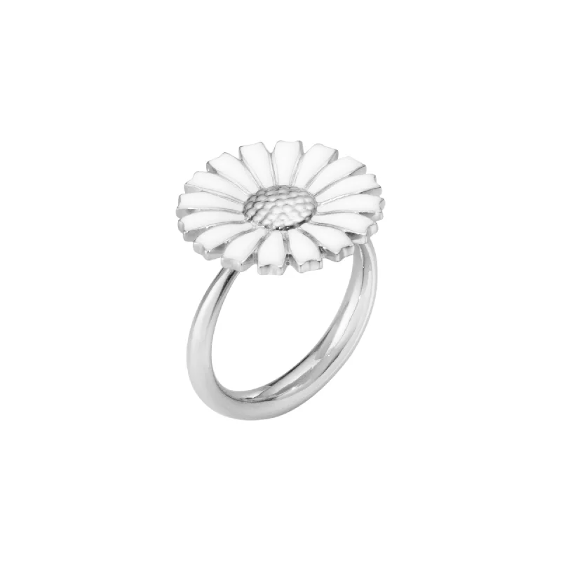 women’s engagement rings-Daisy Silver Ring w. White Enamel