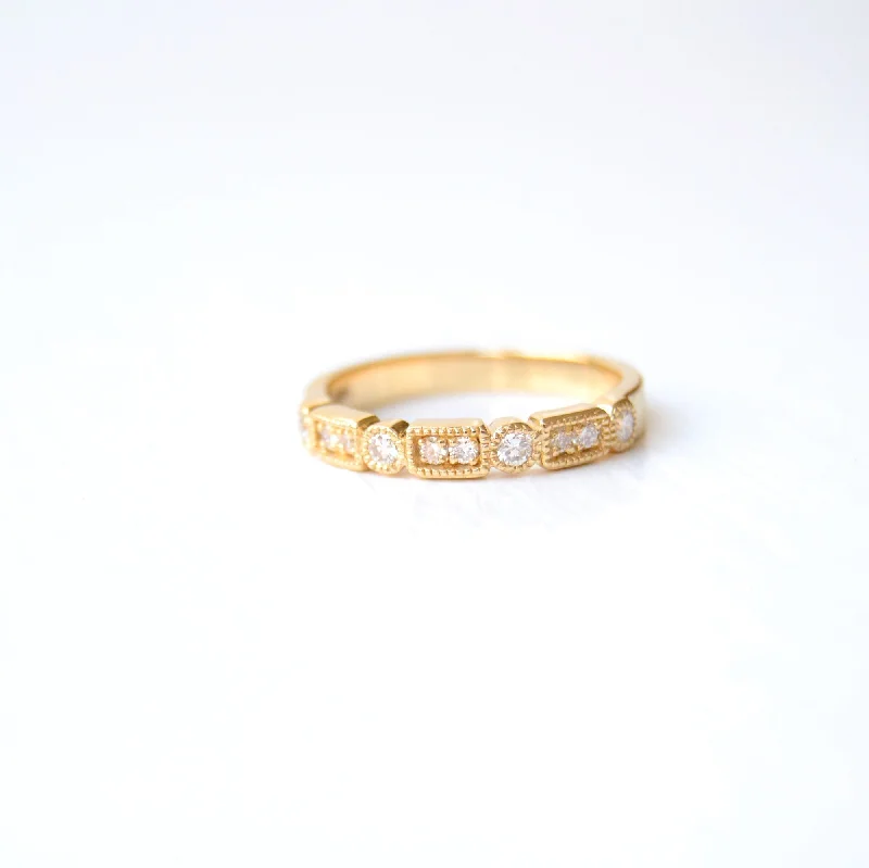 women’s boho rings-Trine Ji 14K Gold Ring w. Diamonds