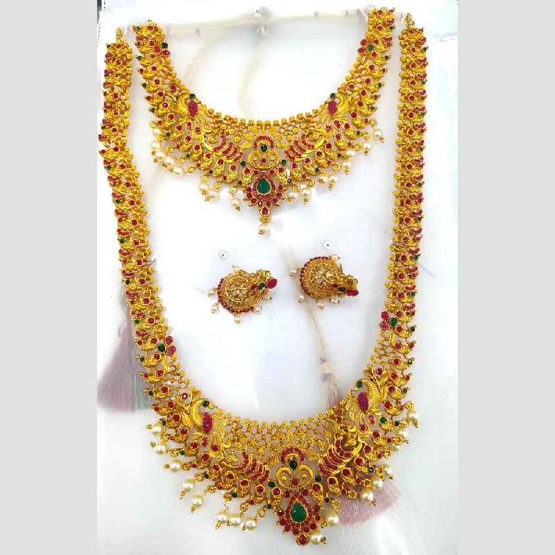 women’s handmade necklaces-Manisha Jewellery Gold Plated Traditional Necklace Set