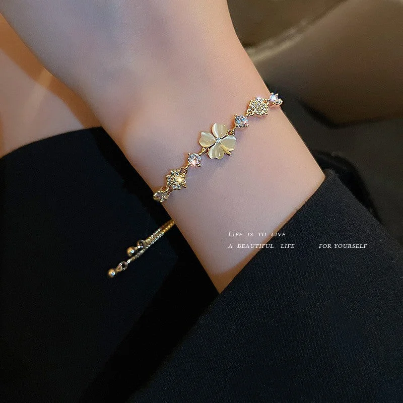 Real Gold Plating-Diamond Opal Bracelet