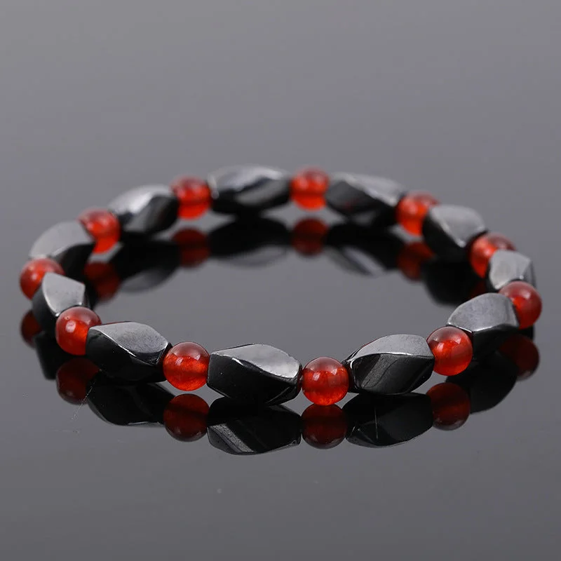 Four-Side Turn Clip Imitation Red Agate Bracelet