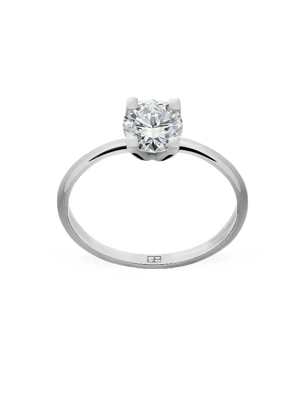 women’s engagement rings-Promise N°4 18K White Gold Ring w. Diamond