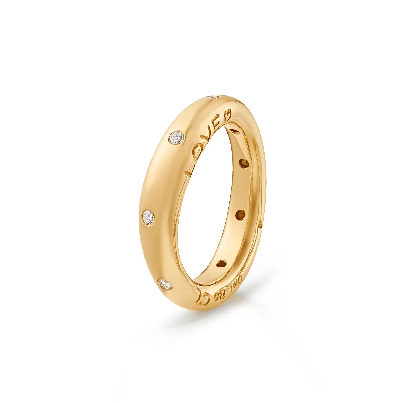 women’s personalized engraving rings-Love 4 18K Gold Ring w. Diamonds