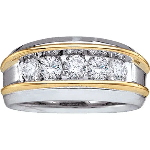 women’s simple diamond engagement rings-Signature 1/2 CTW Diamond Wedding Ring in 14KT White and Yellow Gold