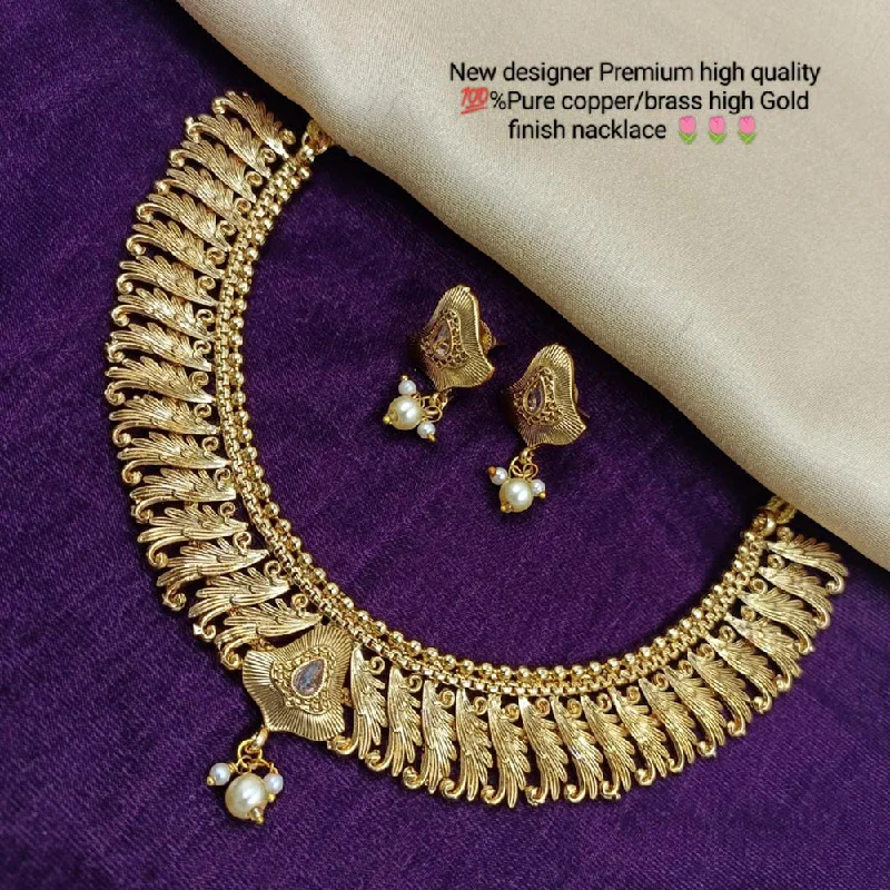 women’s classic necklaces-Manisha Jewellery Gold Plated Traditional Necklace Set