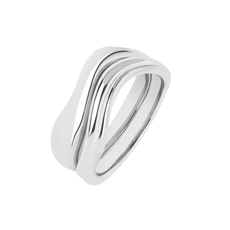 women’s stackable rings-Vayu Silver Ring Stack