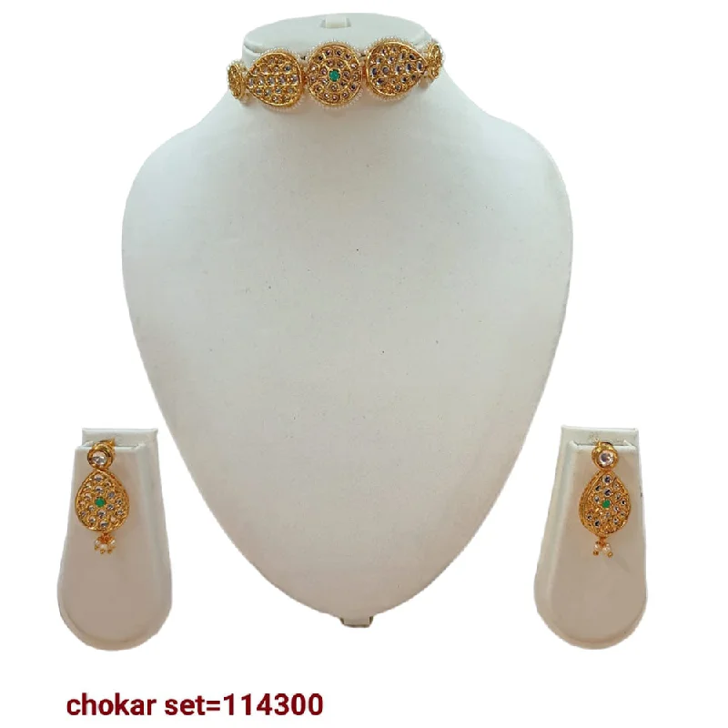 women’s custom design necklaces-Padmawati Bangles Kundan Stone Gold Plated Necklace Set