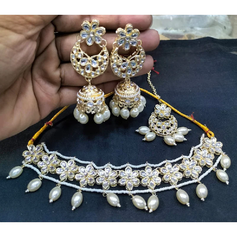 women’s handcrafted necklaces-Manisha Jewellery Gold Plated Crystal Stone Choker Necklace Set