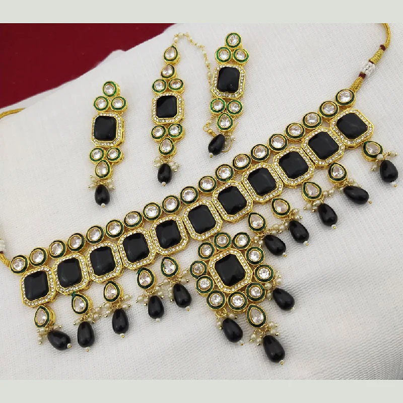 women’s sparkling necklaces-Manisha Jewellery Gold Plated Kundan Stone Choker Necklace Set