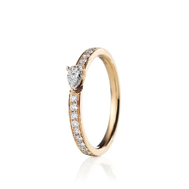 women’s white gold rings-Conscious Drop 14K Gold, Rosegold or Whitegold Ring w. Diamonds