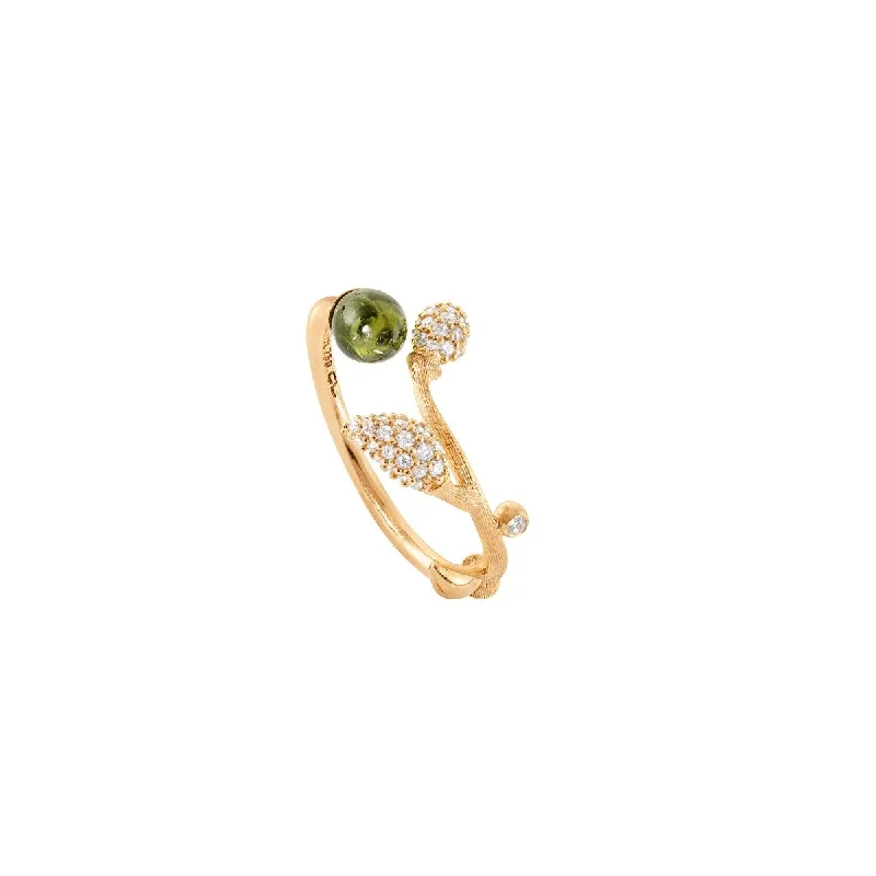 women’s heart-shaped rings-Blooming 18K Gold Ring w. Diamonds & Tourmaline