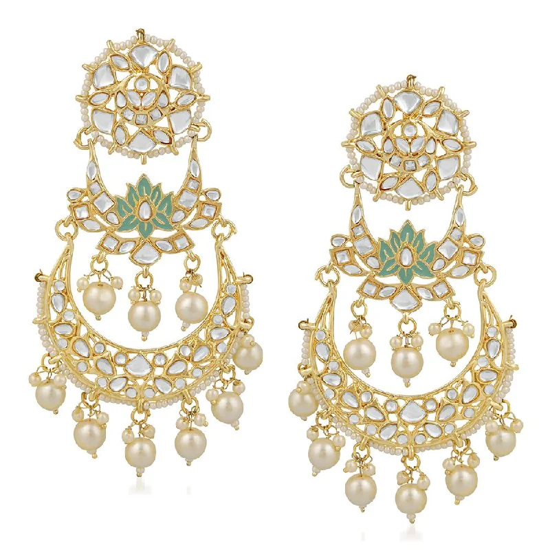 women’s aquamarine earrings-Darshana Jewels  Ethnic Gold Plated White Kundan Chandbali Dangler Earring For Women VECJ100209 (Copy)