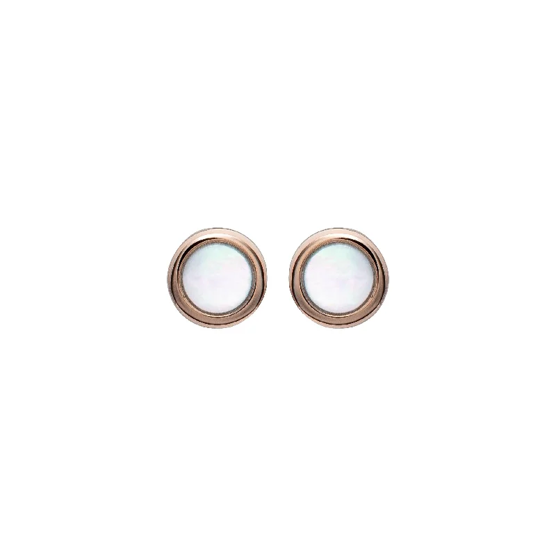 women’s circular earrings-Unique & Co Mother of Pearl studs - 18ct Rose Gold Vermeil