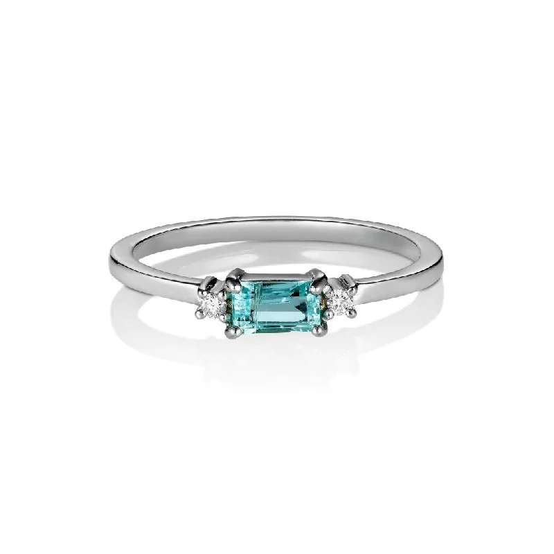 women’s elegant rings-Ladura Nil 18K Whitegold Ring w. Diamonds & Tourmaline