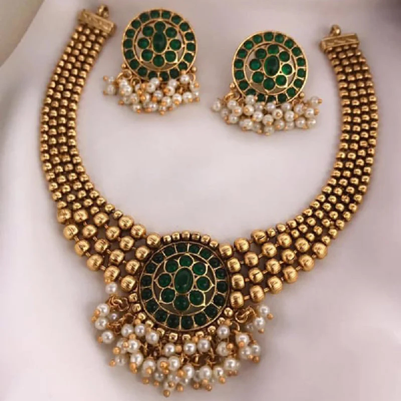 women’s multi-strand necklaces-Manisha Jewellery Gold Plated Kundan Pota Stone Necklace Set