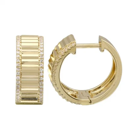 women’s gold hoop earrings-LENNY FLUTED BORDER HUGGIES