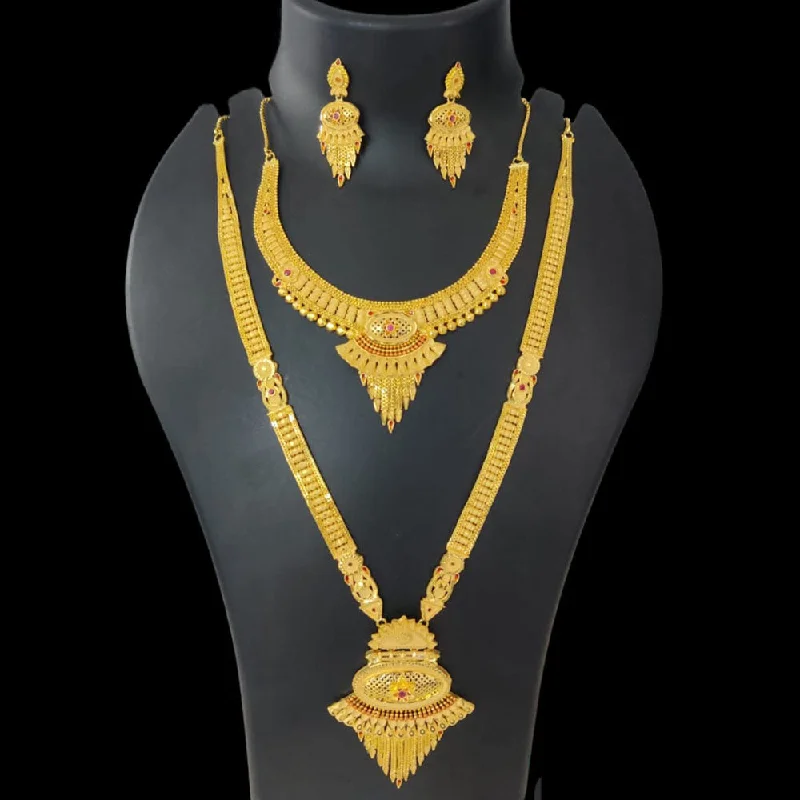 women’s statement necklaces-Pari Art Jewellery Forming Gold Necklace Combo