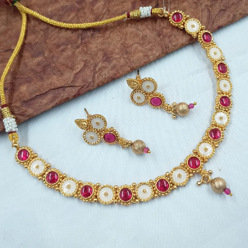 women’s statement necklaces-Padmawati Bangles Gold Plated Pota Stone And Meenakari Necklace Set