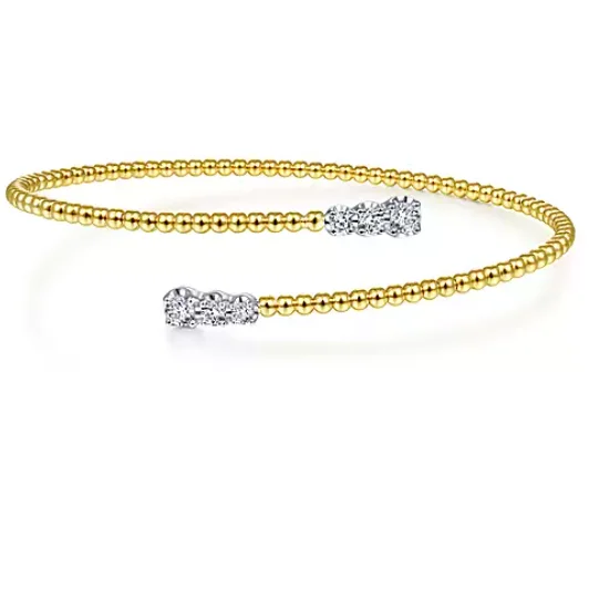 women’s leather bracelets-Gabriel 14K Yellow Gold Bujukan Beaded Graduated Diamond Bracelet