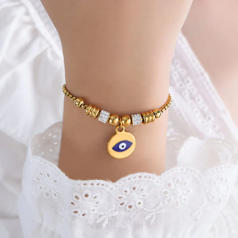 E456-Blue Drop Oil Gold Bracelet