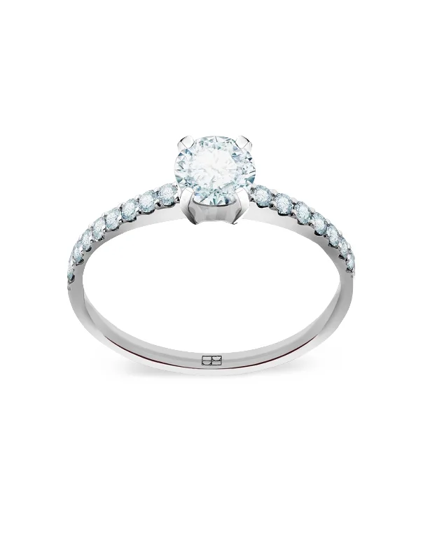 women’s custom diamond rings-Promise N°7 18K White Gold Ring w. Diamonds