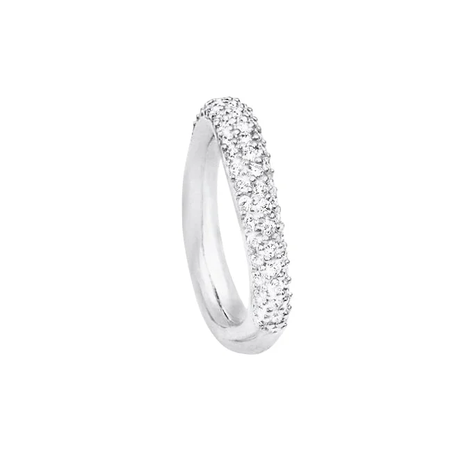 women’s oval rings-Love 4 Pavé 18K White Gold Ring w. Diamonds