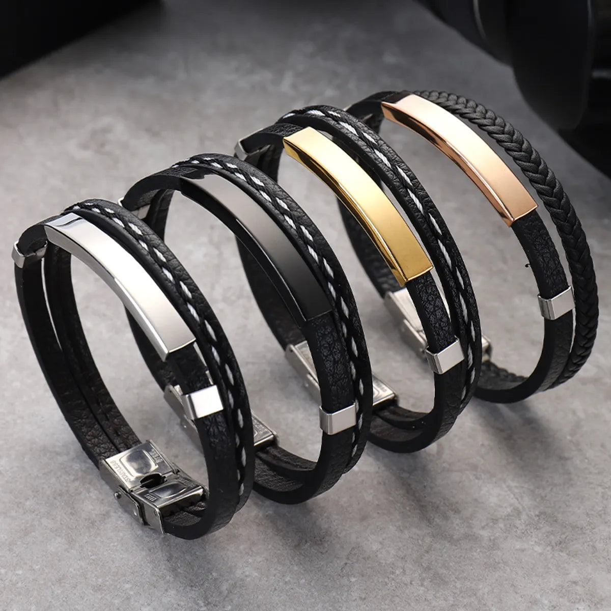 women’s multi-strand bracelets-Fashion Geometric Stainless Steel Plating Couple Bracelets