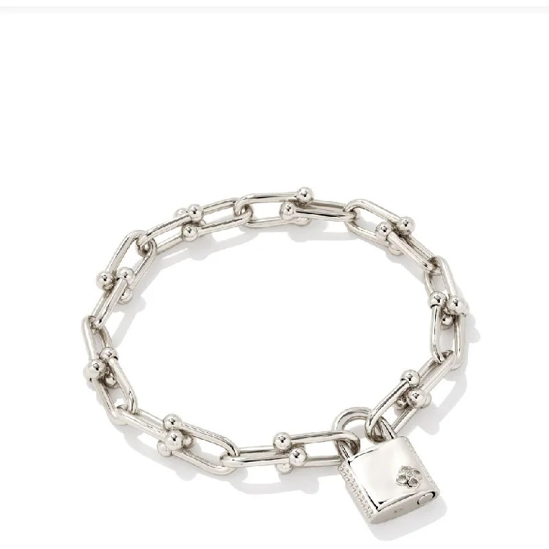 women’s trendy bracelets-Kendra Scott Silver Jess Lock Chain Bracelet