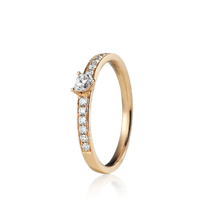 women’s birthstone rings-Conscious Heart 18K Gold, Rosegold or Whitegold Ring w. Diamonds