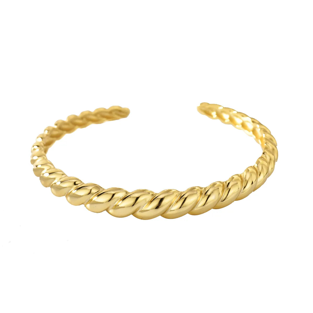 women’s beaded bangles-Simple Style Spiral Stripe Copper Plating 18k Gold Plated Cuff Bracelets