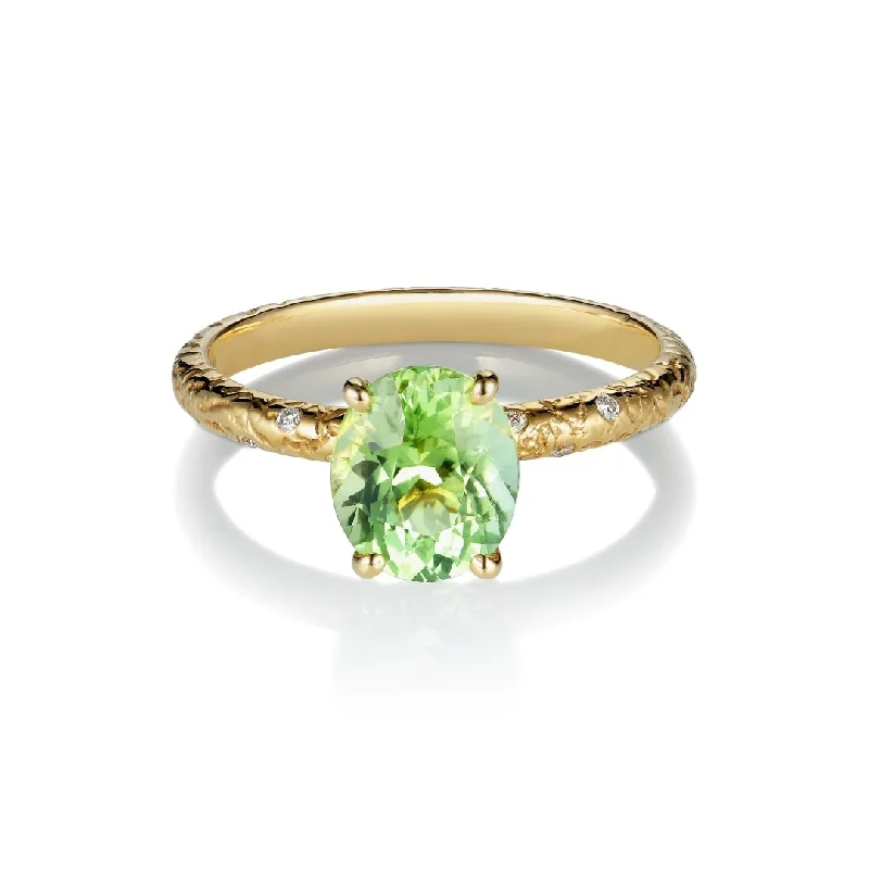 women’s turquoise rings-Ovala Niyon 18K Gold Ring w. Tourmaline & Diamonds