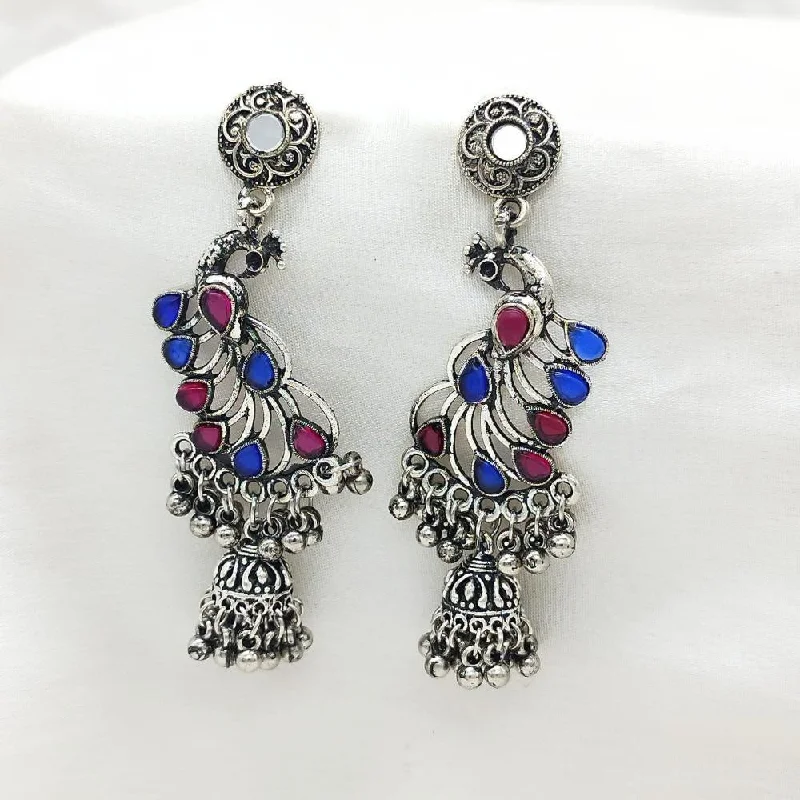 women’s colorful earrings-Akruti Collection Oxidised Plated Pota Stone Dangler Earring