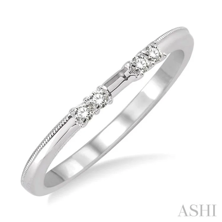 women’s gemstone engagement rings-1/10 Ctw Round Cut Diamond Wedding Band in 14K White Gold