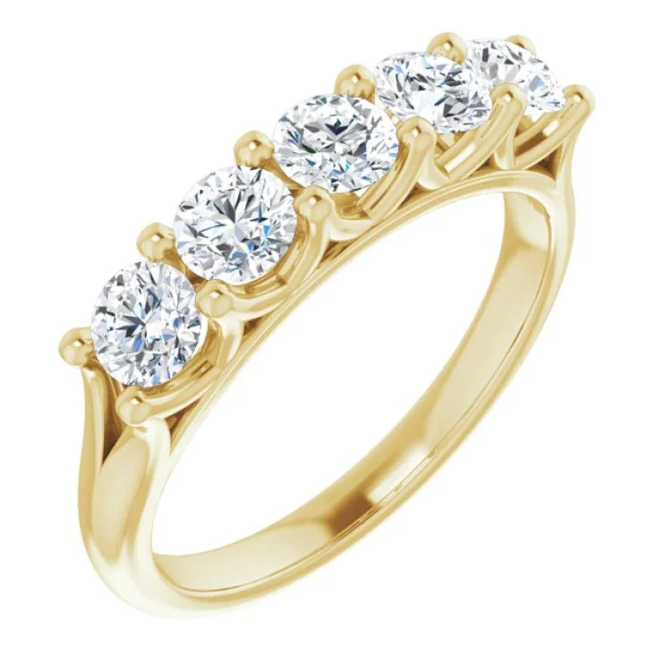 women’s gold gemstone rings-14K Yellow 1 CTW Natural Diamond Anniversary Band