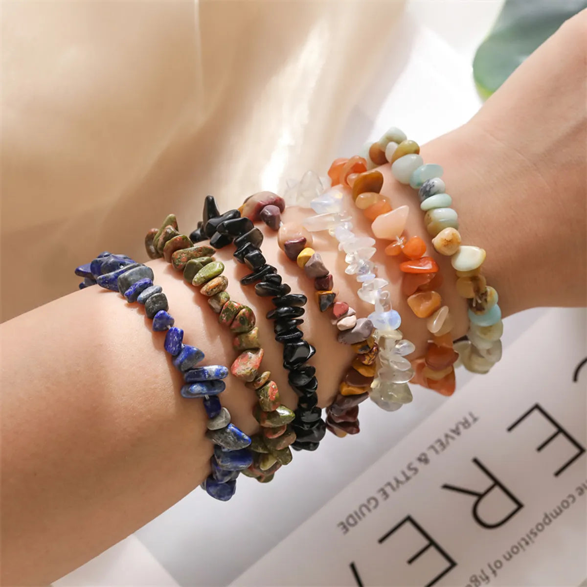 women’s sparkling bangle bracelets-Ethnic Style Geometric Natural Stone Wholesale Bracelets