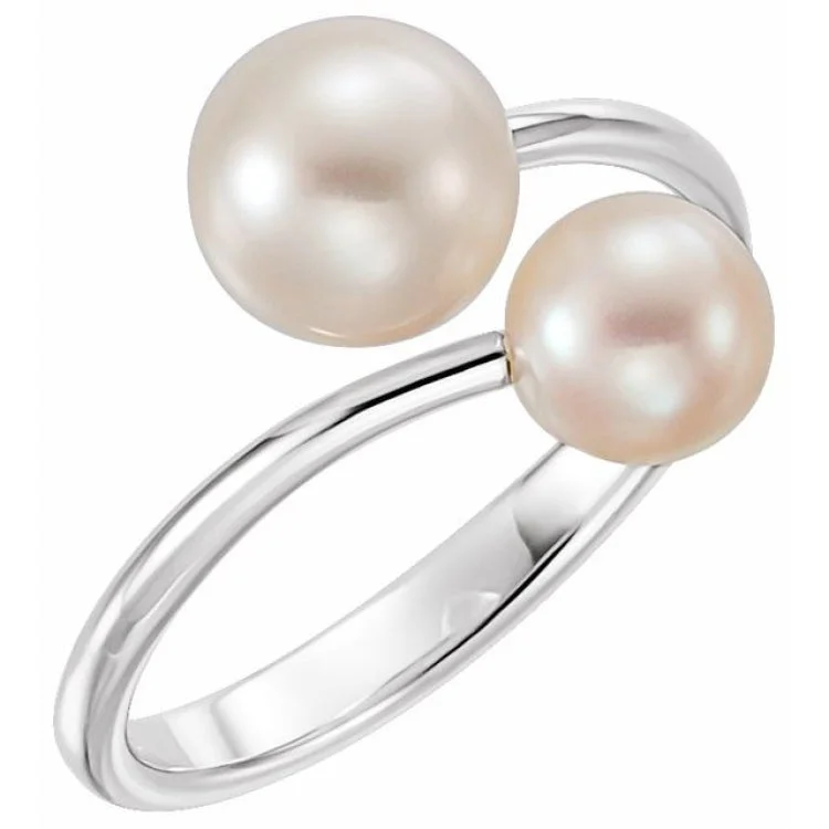 women’s platinum rings-14K White Cultured White Freshwater Pearl Ring