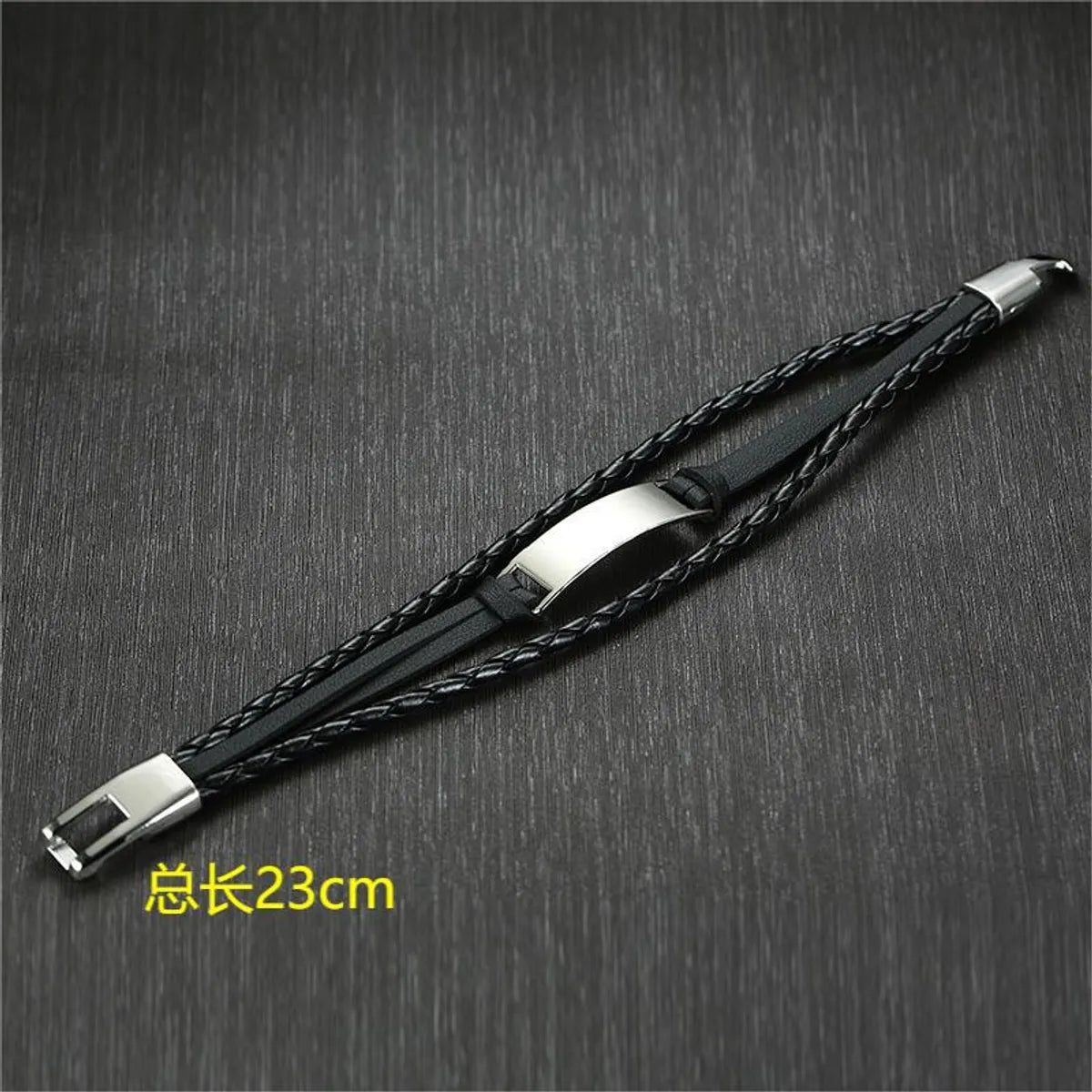 Steel Color Curved Brand Black PU, Can Not Be Engraved on the Back Length 23cm