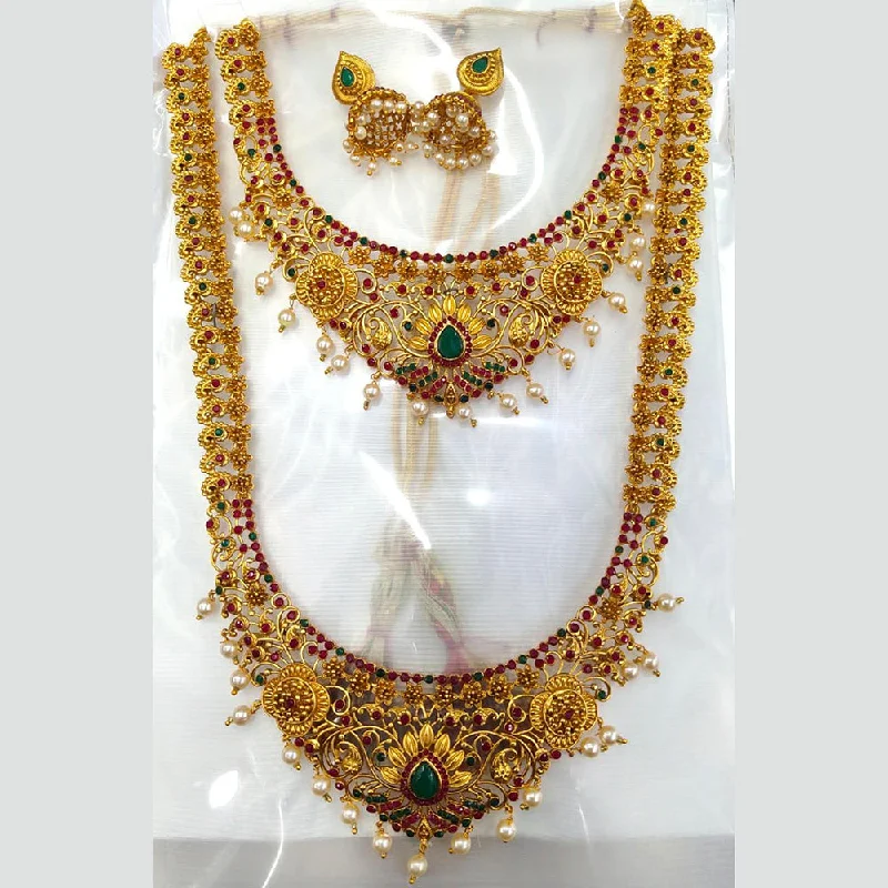 women’s sparkling necklaces-Manisha Jewellery Gold Plated Traditional Necklace Set