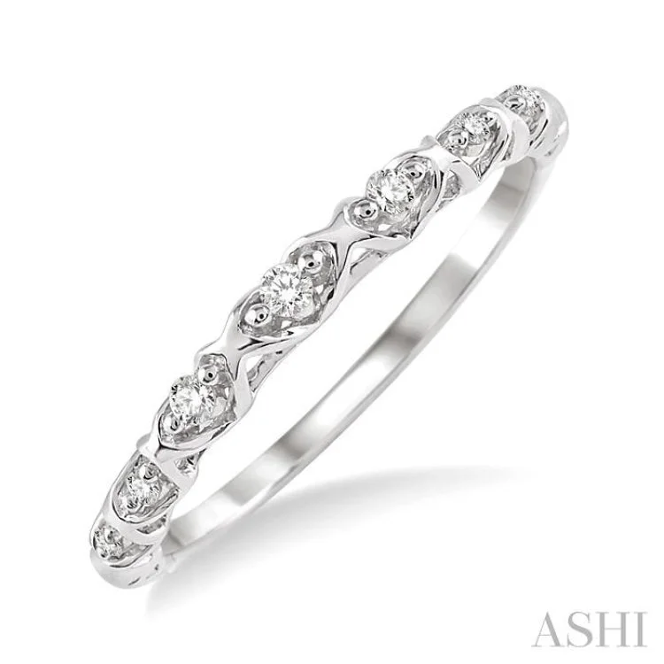 women’s adjustable silver rings-1/20 Ctw Round Cut Diamond Wedding Band in 14K White Gold