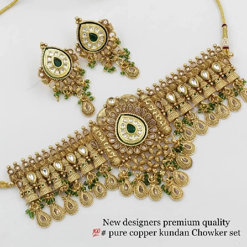 women’s gemstone necklaces-Sai Fashion Copper Kundan Stone Necklace Set