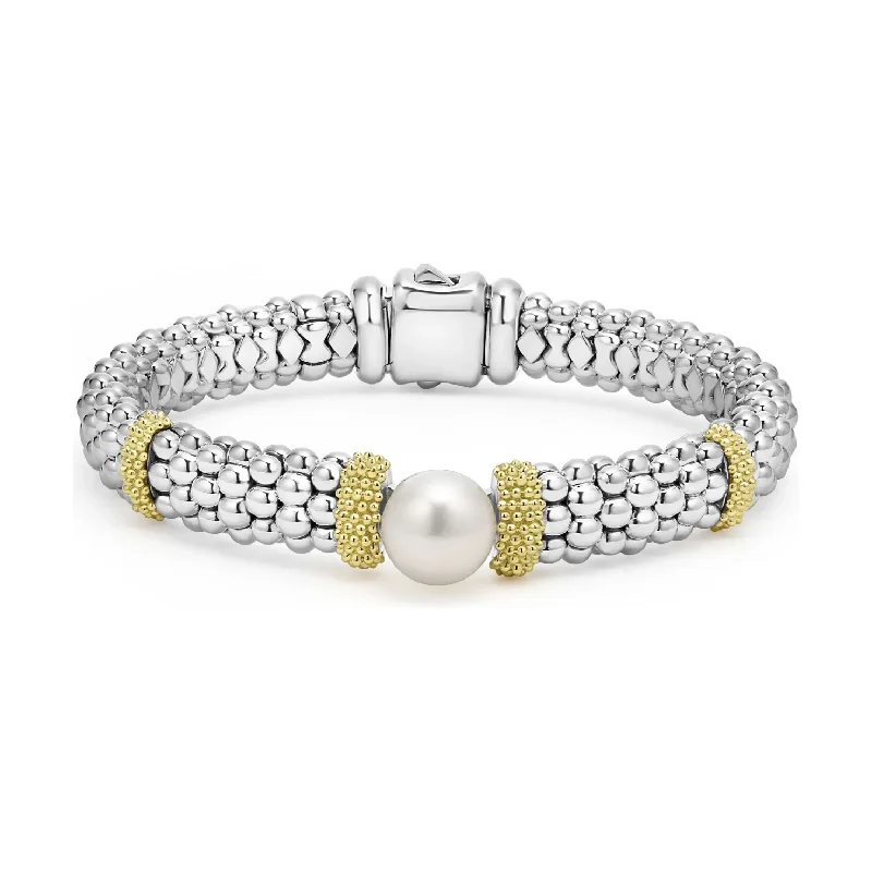 women’s luxury bracelets-Lagos 18K and Sterling Silver Luna Lux Pearl Caviar Bracelet