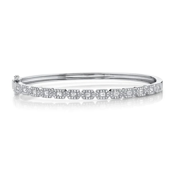 women’s bold bangles-Shy Creation Diamond Baguette Bangle Bracelet