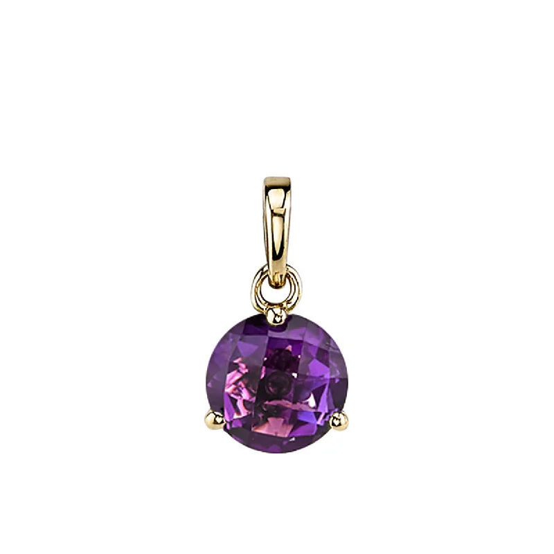 women’s unique pendant necklaces-Amethyst 14K Yellow Gold Pendant Necklace