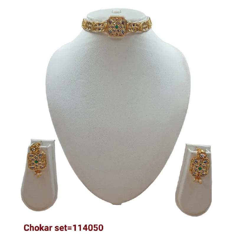 women’s sparkling necklaces-Padmawati Bangles Kundan Stone Gold Plated Necklace Set